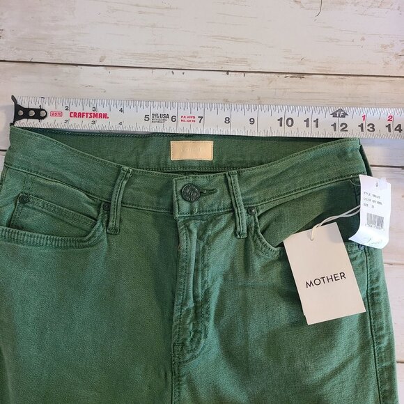 MOTHER Rascal Ankle Snippet Army Green Jeans Raw Hem Casual NEW 25 Layer Fall - Picture 4 of 10